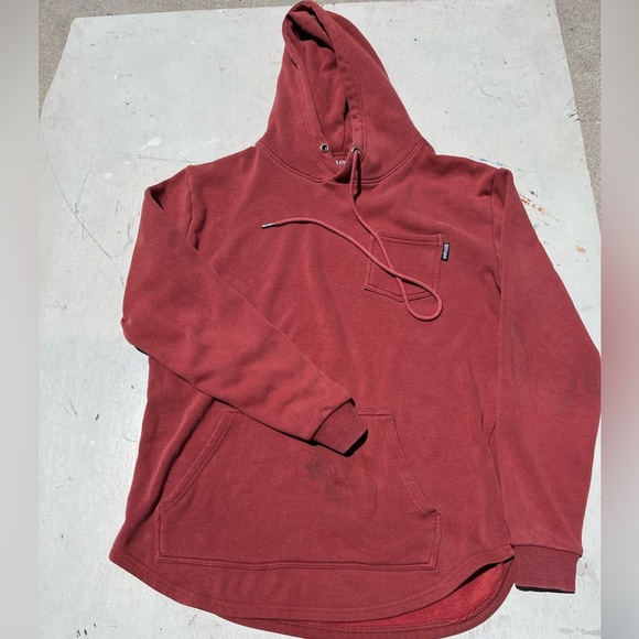 Men's 021 Originals Hoodie Red Solid M Pullover Street Casual STAINED Drop Cut - Picture 7 of 14